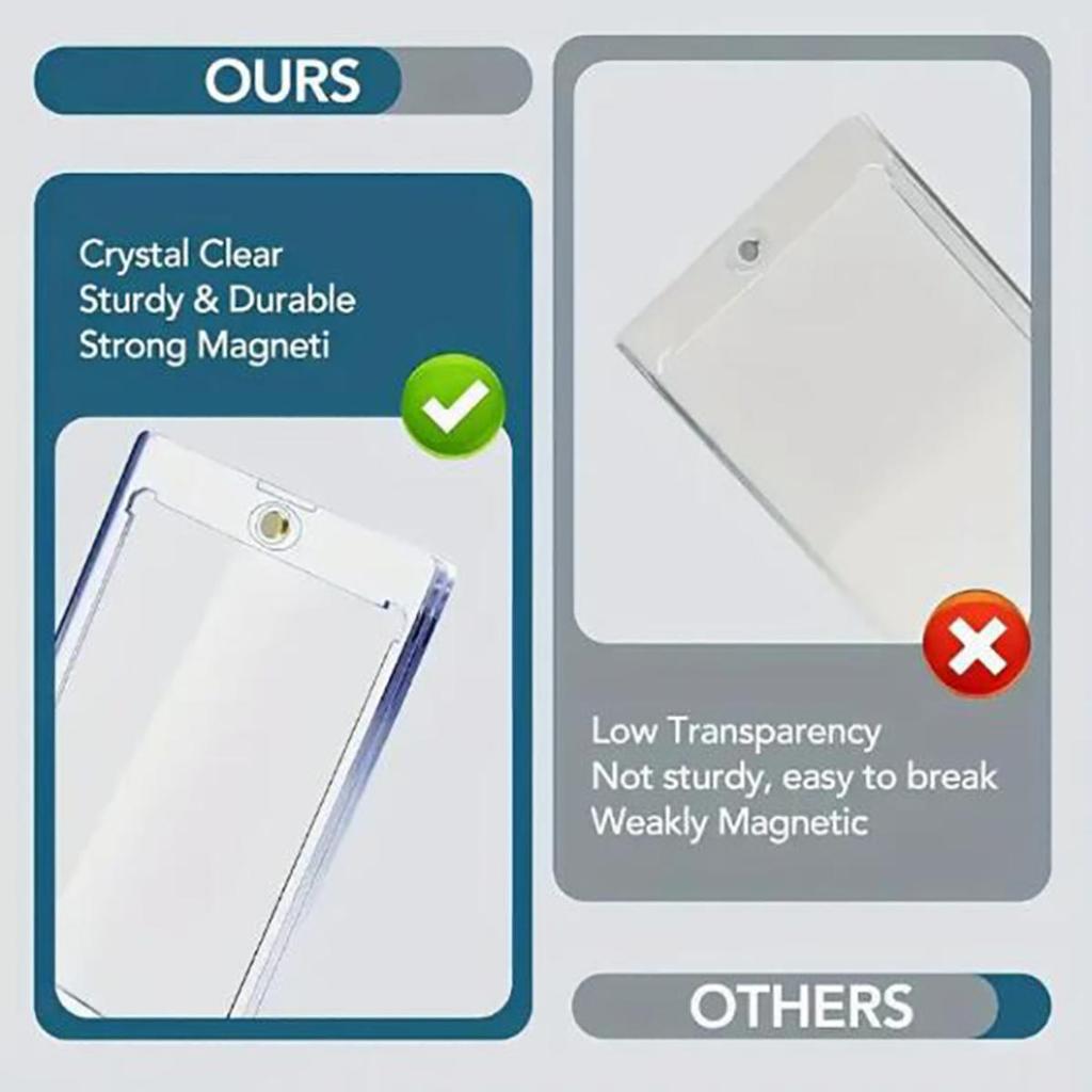 1 шт. Магнитный держатель для карт Протекторы для карт Покемон Жесткие пластиковые рукава Кейс для хранения и демонстрации для торговли Карты для бейсбола и спорта