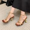 High Heels Summer New Hollow Mesh Flash Diamond Comfortable Not Tired Foot Temperament High Heel Sandals