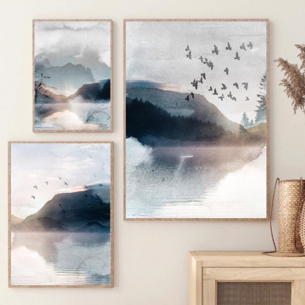 Set of 3 Abstract Landscape Prints Watercolor Neutral Abstract Printable Wall Art Minimalist Living Room Wall Decor Gift Poster