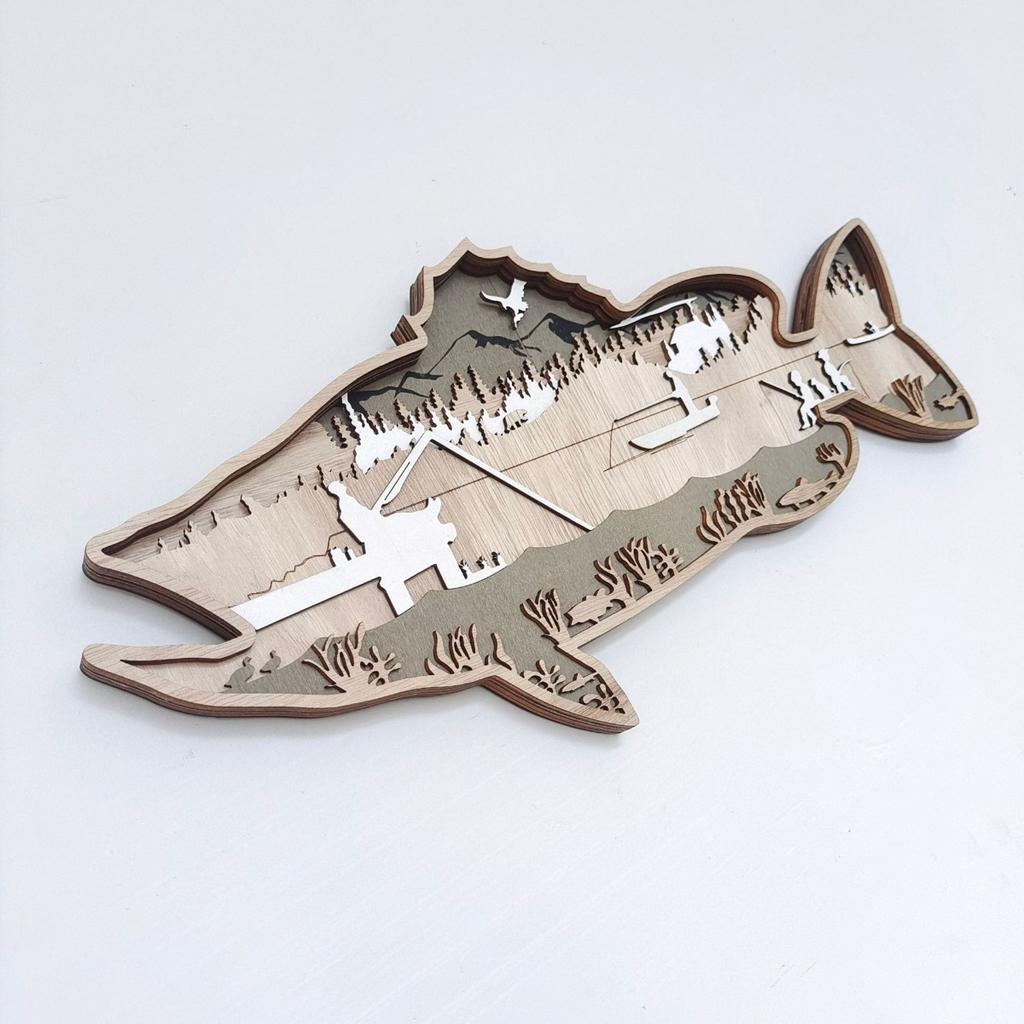 Настенная декоративная картина для комнаты, интерьера и улицы, 3D-многослойное деревянное искусство - широкоэкранный горный пейзаж для демонстрации подарков на новоселье, дне рождения, рождественских подарках