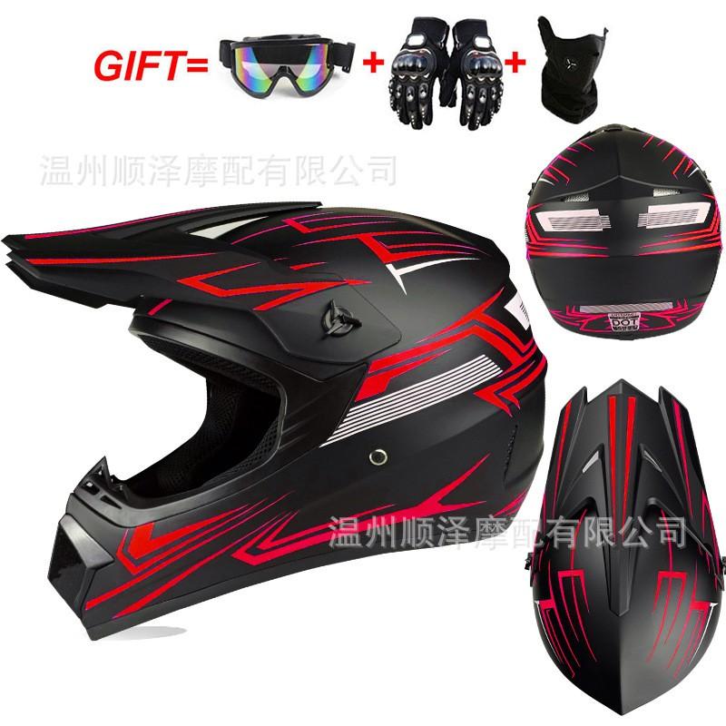 Off-Road Motorcycle Helmet With Gloves Goggles Face Cover Men Women Full Dirt Bike ATV Trail Riding