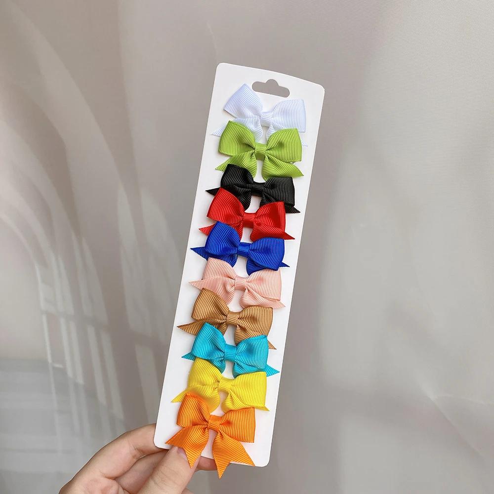 10 шт./лот Детские однотонные ленты Детские банты Заколки для волос для маленьких девочек Ручной работы Бант-заколка MiNi Заколки Аксессуары для волос