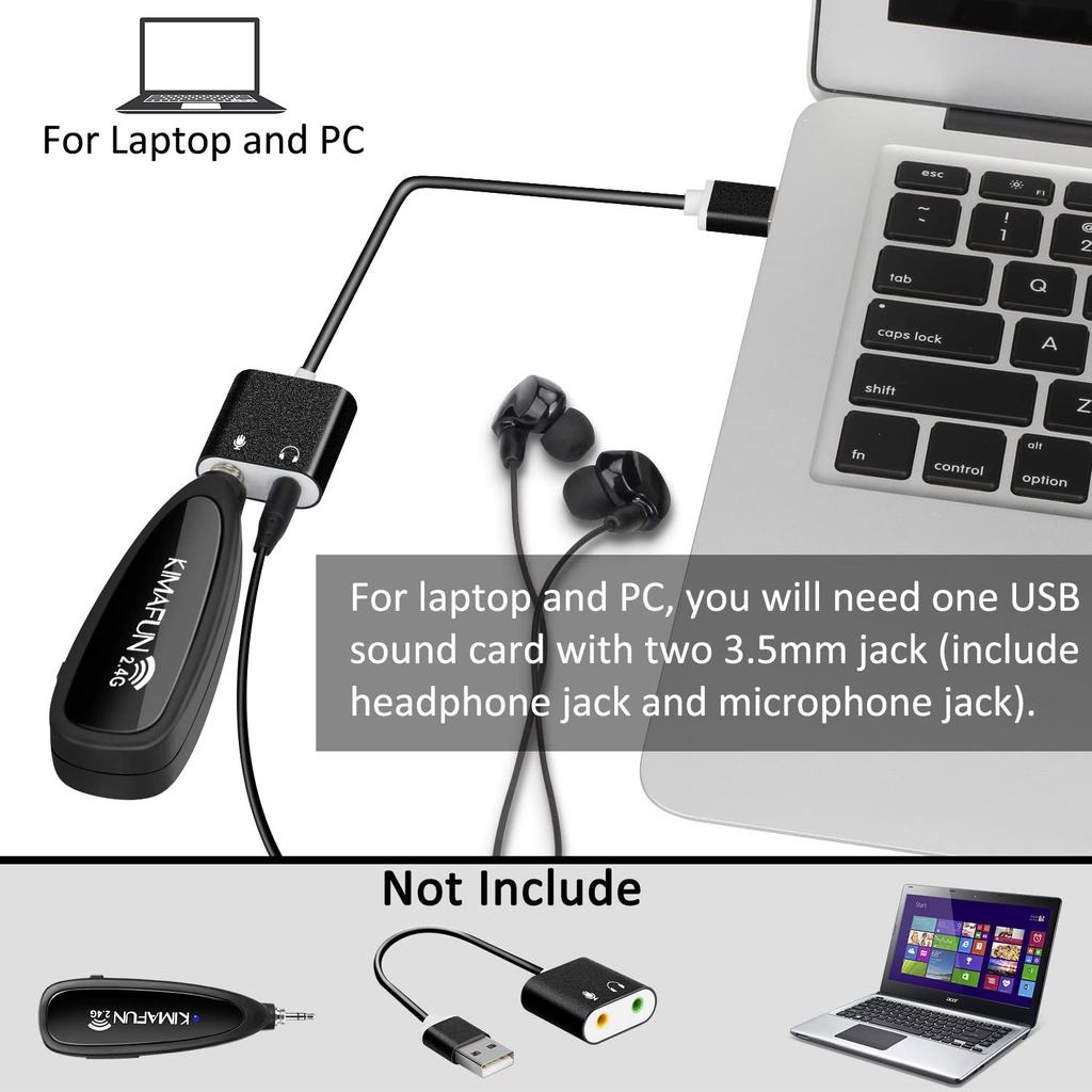 KIMAFUN 2.4G Wireless Waterproof Headset Microphone with 30m Transmission Range, Auto-Pairing, Ear-Hook Type, Transmitter and 3.5mm Stereo Plug