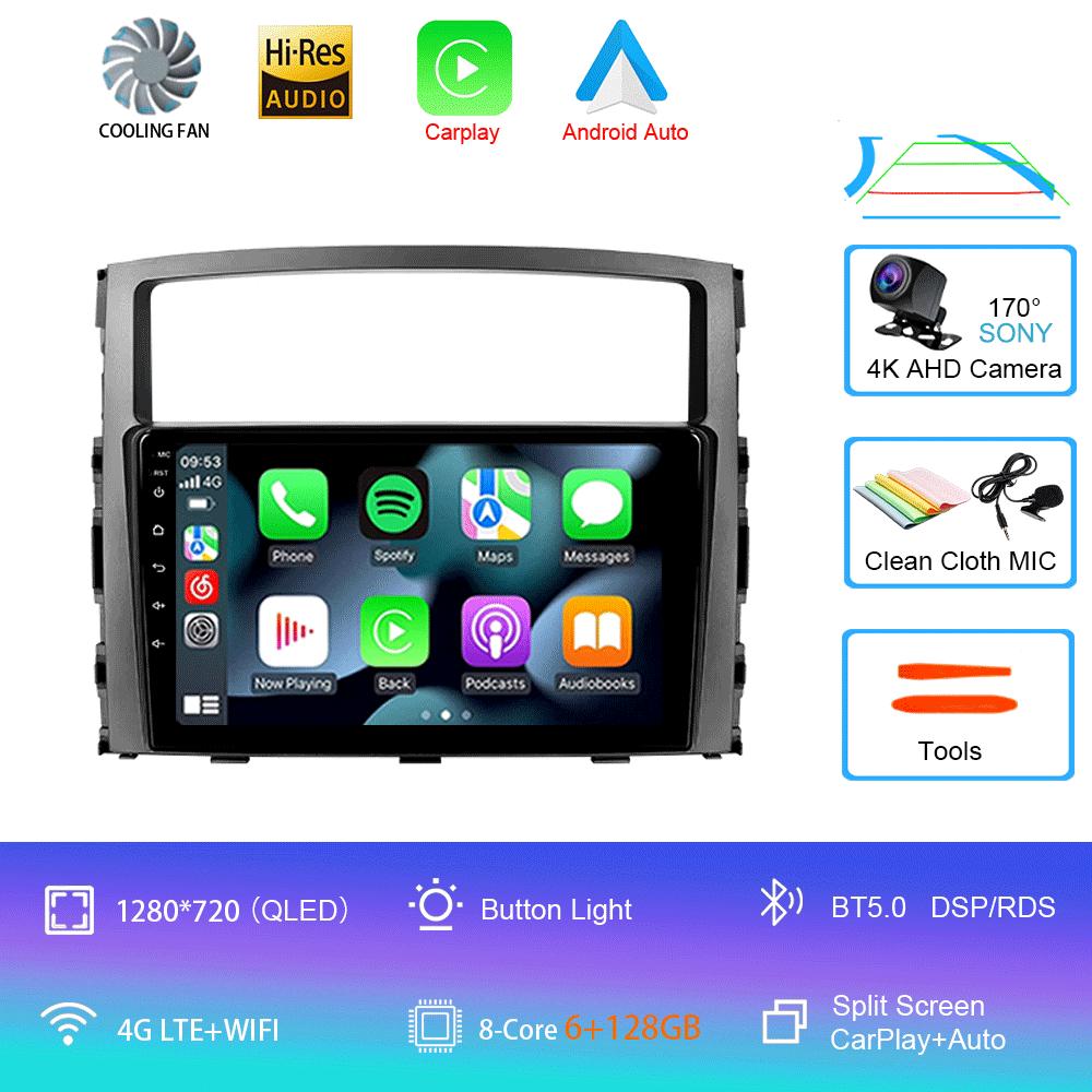 Автомобильное радио Android14 Carplay для Mitsubishi Pajero 4 V80 V90 2006 - 2014 Навигация GPS Мультимедийный проигрыватель WiFi+4G Стерео видео BT
