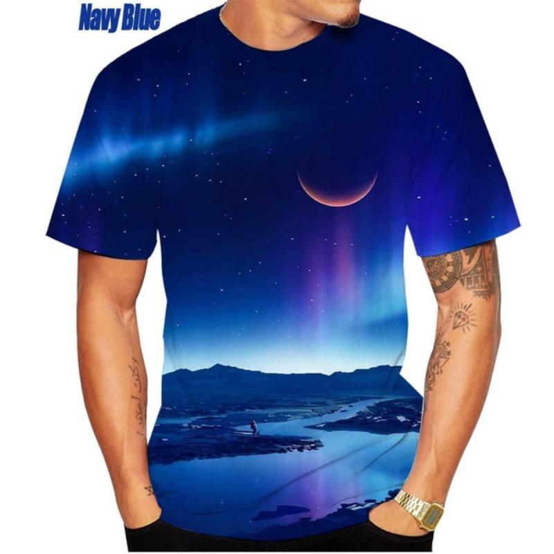 Модная красочная футболка с коротким рукавом Aurora Galaxy с 3D-принтом, повседневная космическая рубашка унисекс, персонализированный топ