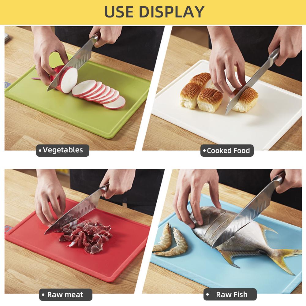 Cutting Boards with Holder 4pcs Sets for Kitchen Non-Slip Anti Bacterium Plastic Chopping Block Plastic Dishwasher Safe Chrismas