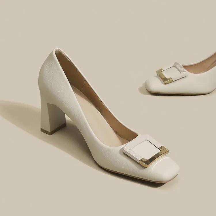 Женская обувь классическая круглая носочная коричневая кожаная без шнуровки квадратный каблук туфли женские крутые комфорт рабочие туфли ab693