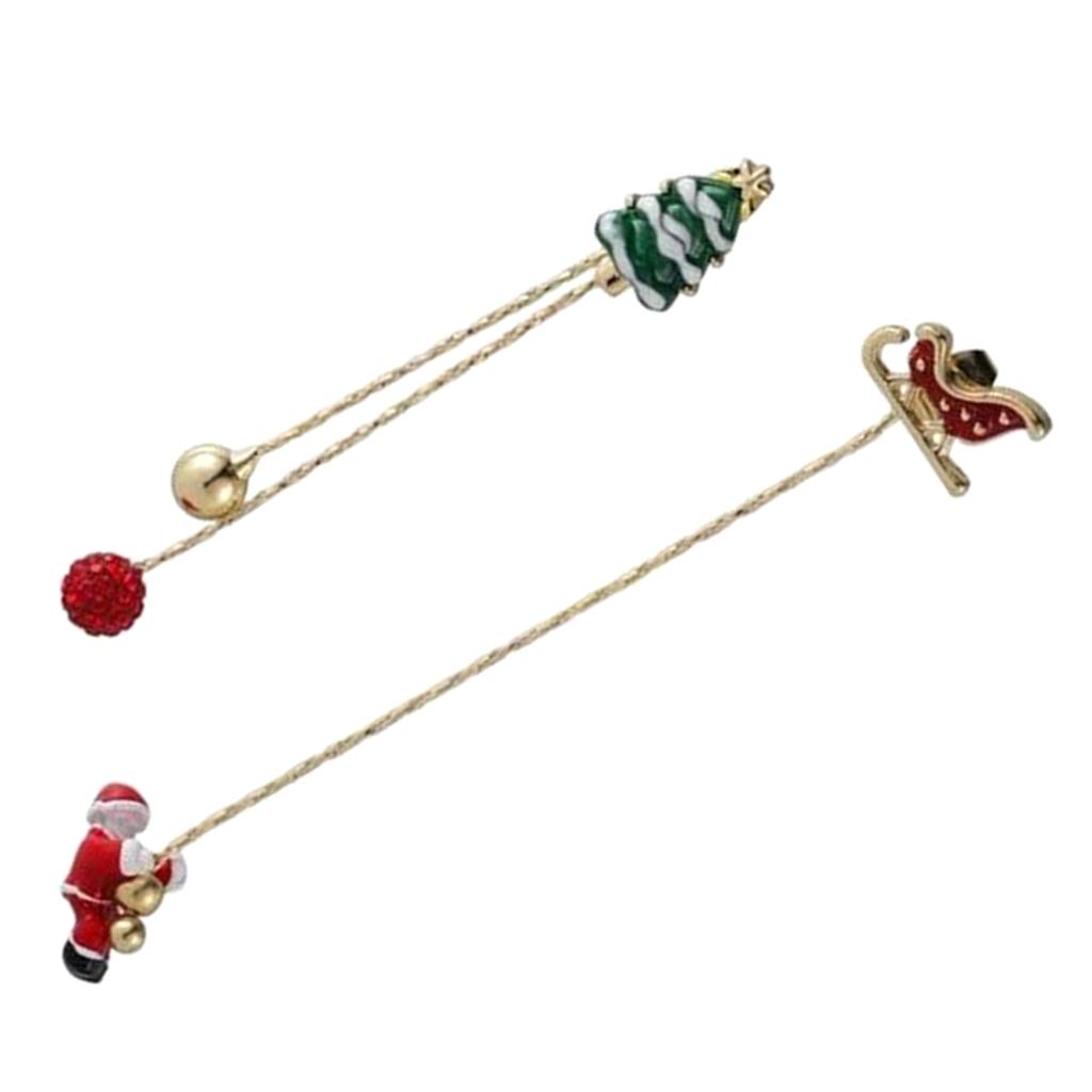 Christmas Themed Earrings Asymmetric Long Tassels Drop Earrings Ear Accessories for Holiday Parties and Gatherings