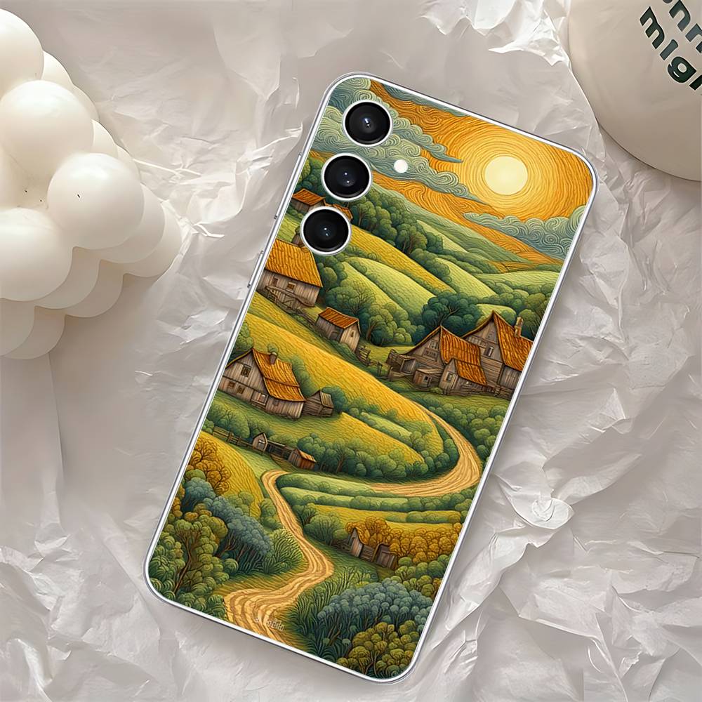 Сельская местность Поле пшеницы Искусство Чехол для телефона Для Samsung Galaxy A52 A12 A51 S21 Edge S22ULTRA S23 S24 S20LITE Plus Ultra Прозрачный