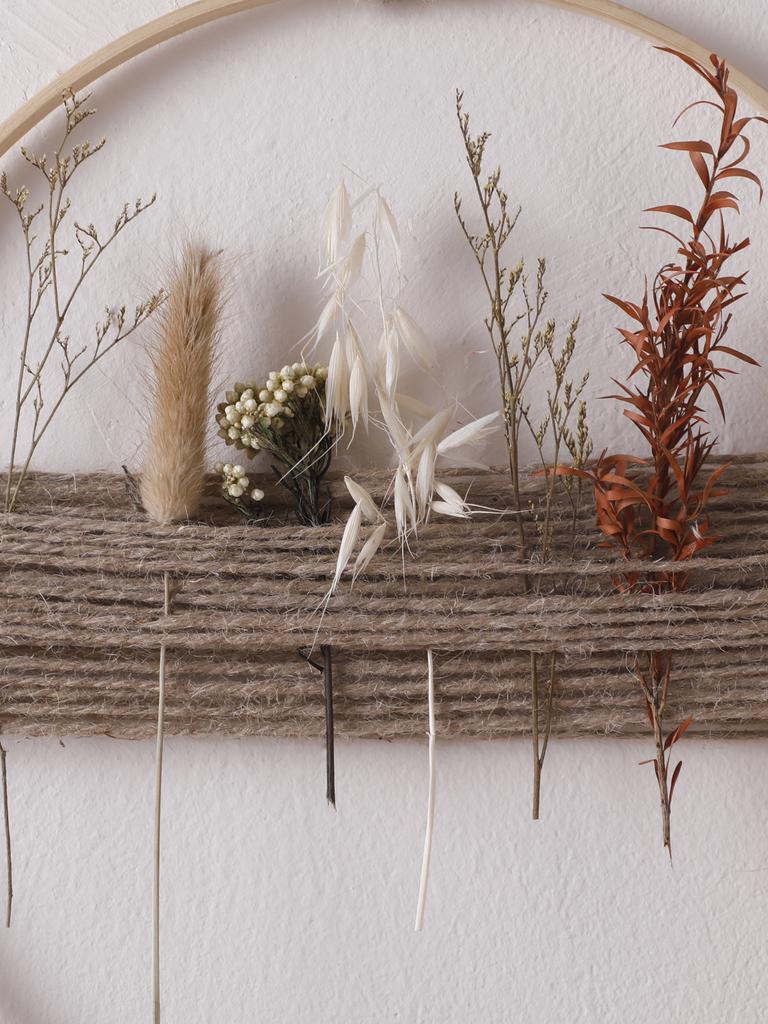 Ручная работа Деревянная настенная ваза Декорация Рустик Джутовая веревка и Натуральные сушеные цветы для декора дома Гостиной Спальни