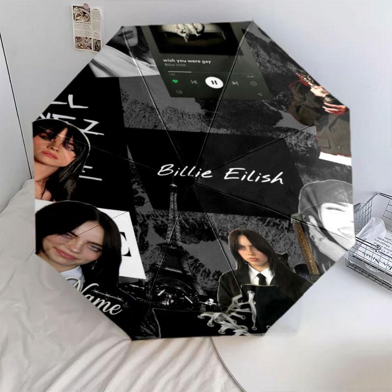 1 шт. Автоматический складной зонт - Узор с индивидуальным именем Billie Eilish, Портативная и складная конструкция с 8 спицами, Рождественские и Дни рождения Подарки