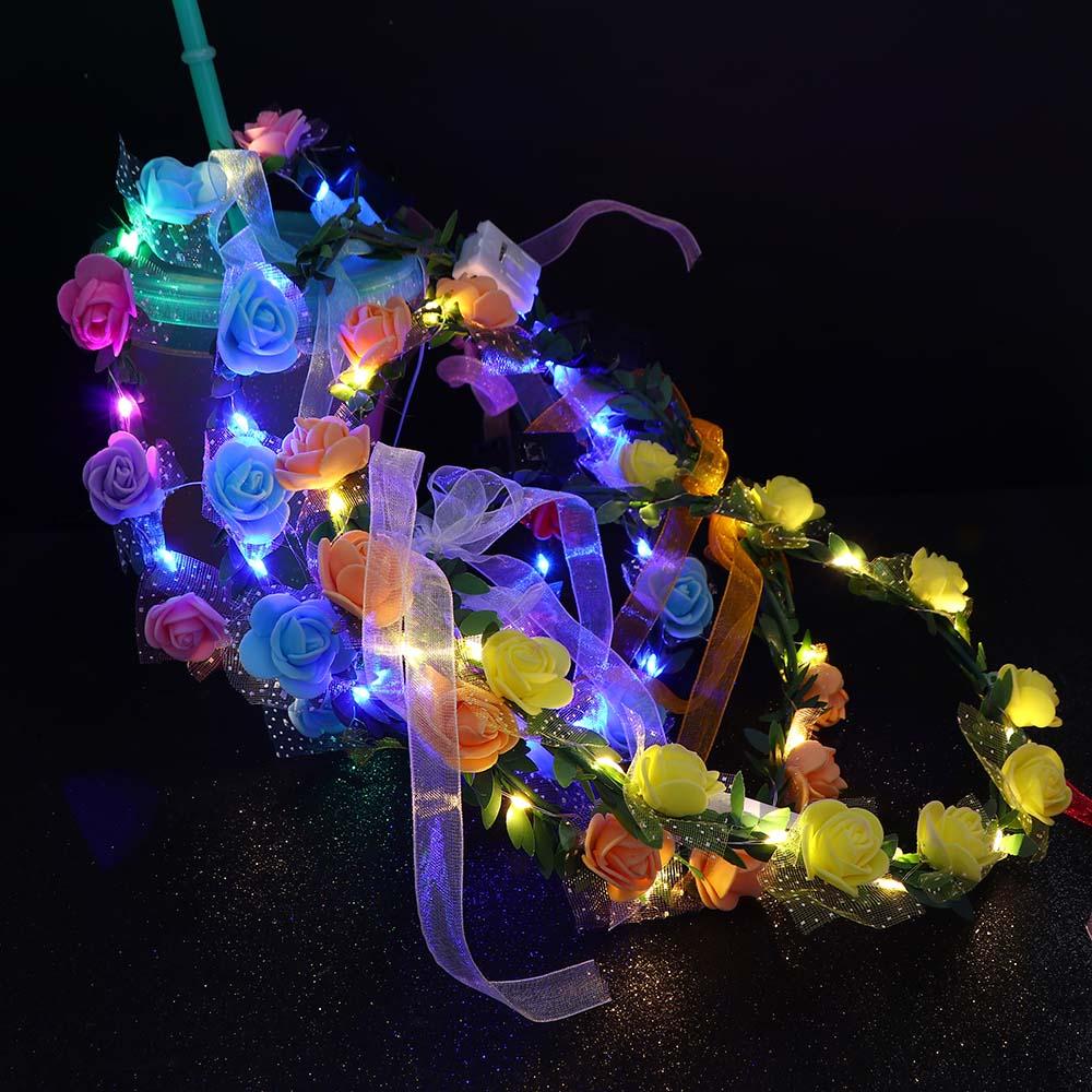 Свадебное головное украшение из пены, Корона, Цветочная повязка на голову, Женское головное украшение, Гирлянда со светодиодной подсветкой, Декорация венок