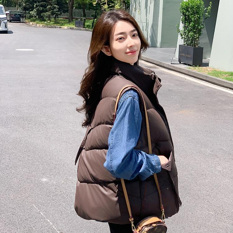 Fashionable and Warm Women's Stand Collar Cotton Warm Vest for Winter