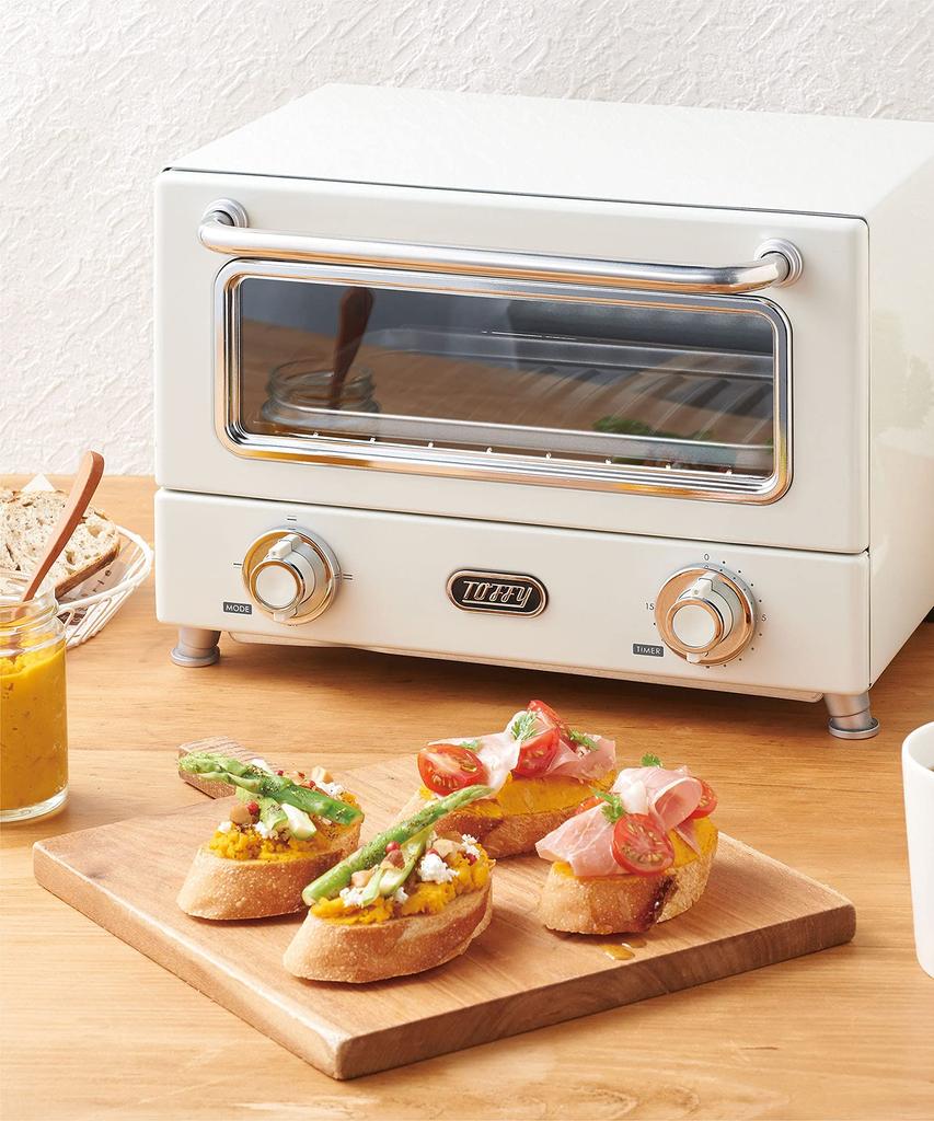 Heater Toaster Oven Heater Temperature Adjustment with Timer Compact Retro Cute Stylish [Toffy] Far-infrared K-TS3 (ash White) Far-infrared 3-level
