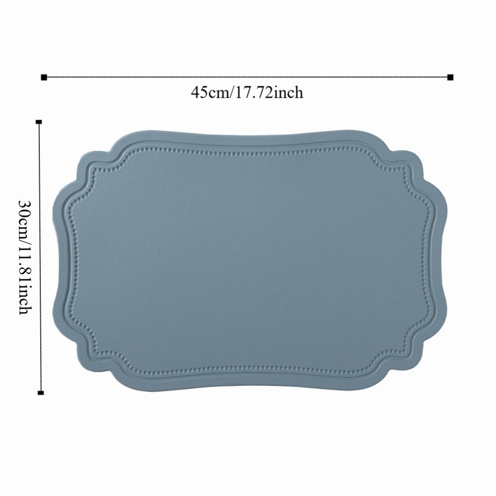 4 Piece Elegant Retro Irregular Tableware Pad PU Leather Waterproof Table Mat Scratch Resistant Non-slip Place Mat Wedding