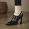 Fashion Ladies Shoes 2025 Casual Side Zip Women's High Heels Spring Fashion Belt Buckle Office Shoes Sexy Pointed Toe Thin Heels Women