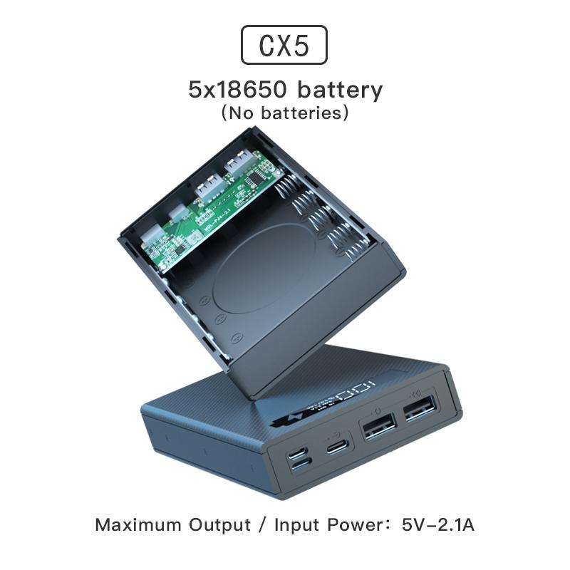 Чехол CX5 Power Bank Съемный DIY 5x18650 Чехол для зарядного устройства Быстрая зарядка Power Bank Box для смартфона Чехол для зарядного устройства «сделай сам»