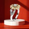 Stylish Copper Sunflower Ring With Gold Plating And Gemstone Inlay For Birthdays