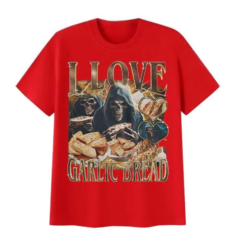 Funny Lover Gothic Garlic Meme Graphic Printed T Shirt Unisexs Clothing Vintage Skeleton 2026 Summer TShirt Streetwear Clothes