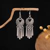 BLINGBAY Women's Earrings, Ethnic Style Drop-shaped Long Metal Tassel Earrings, Simple And High-end Accessories, Retro Colorful Feather Jewelry