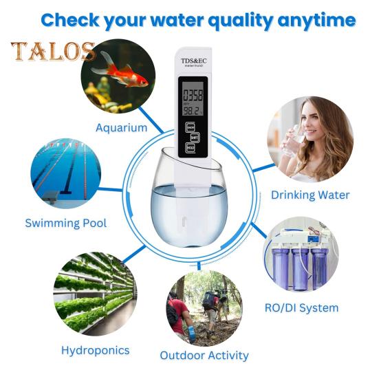 4-в-1 тестер качества воды TDS с цифровым дисплеем, высокоточный портативный многофункциональный цифровой тестер чистоты воды с питанием от батареи