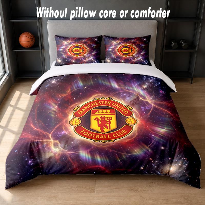 Дизайн Manchester United Постельное белье 1 пододеяльник + 2 наволочки Мягкое дышащее домашнее постельное белье