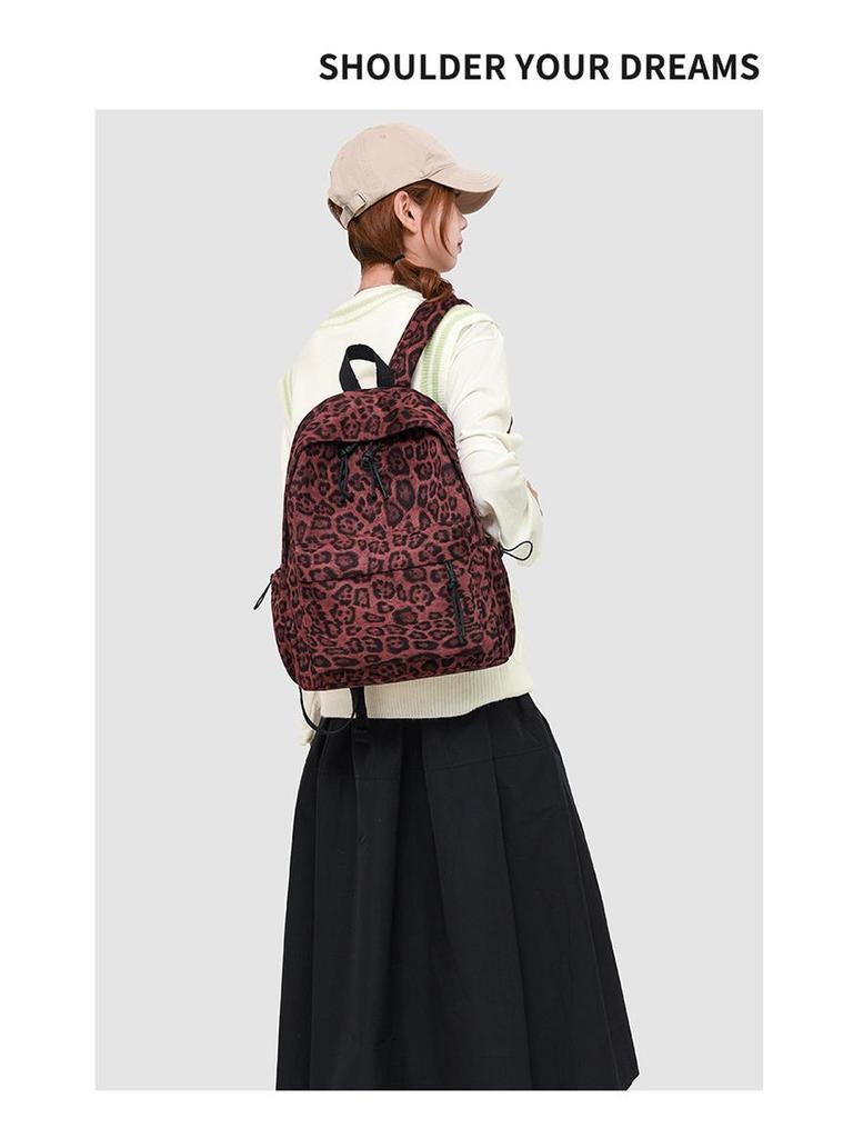 Leopard Print Women's Backpack - Large Capacity Autumn/Winter Bookbag for Students