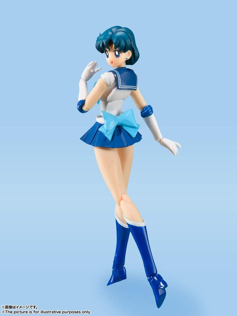 S.H.Figuarts Pretty Guardian Sailor Moon Сейлор Меркурий - Анимационная цветовая версия- (Переиздание) Приблизительно 140 мм ПВХ и АБС Окрашенная Подвижная Фигурка