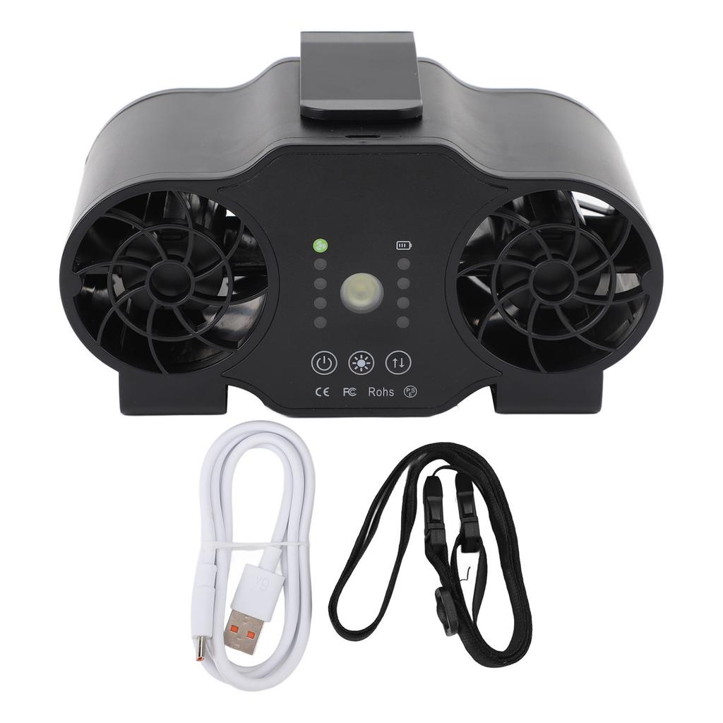 Clip On Waist Fan 4 Speed Gears Forward Reverse Rotation USB Rechargeable Summer Cooling Fan with Hanging Lanyard