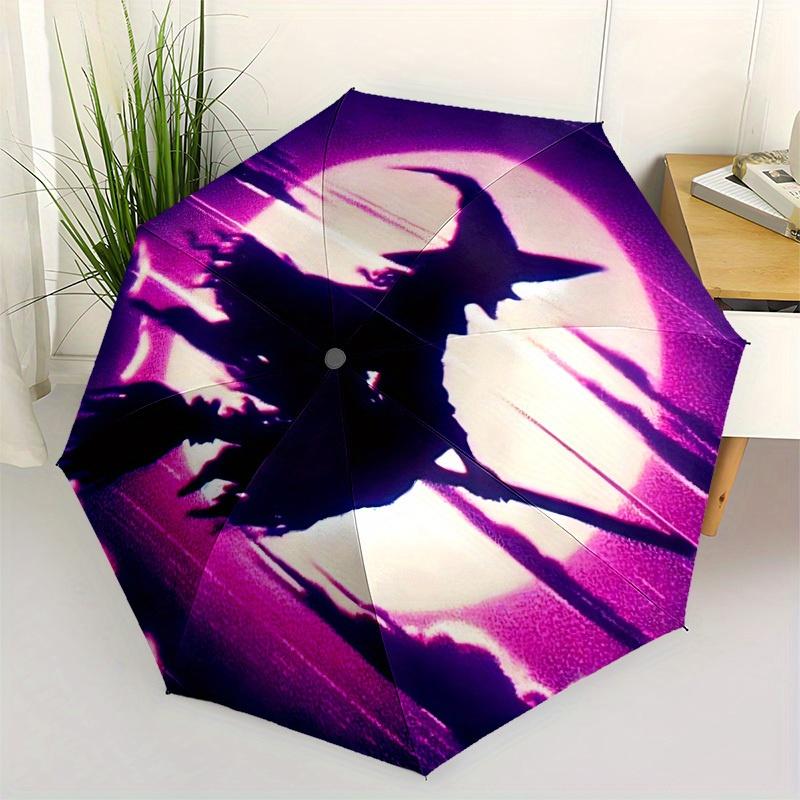 1pc Witch Moon Auto Open/Close, Foldable Compact Leisure Umbrella with 8-Rib Shaft, Perfect Gift For Men And Women, Casual Style, Vibrant Mo