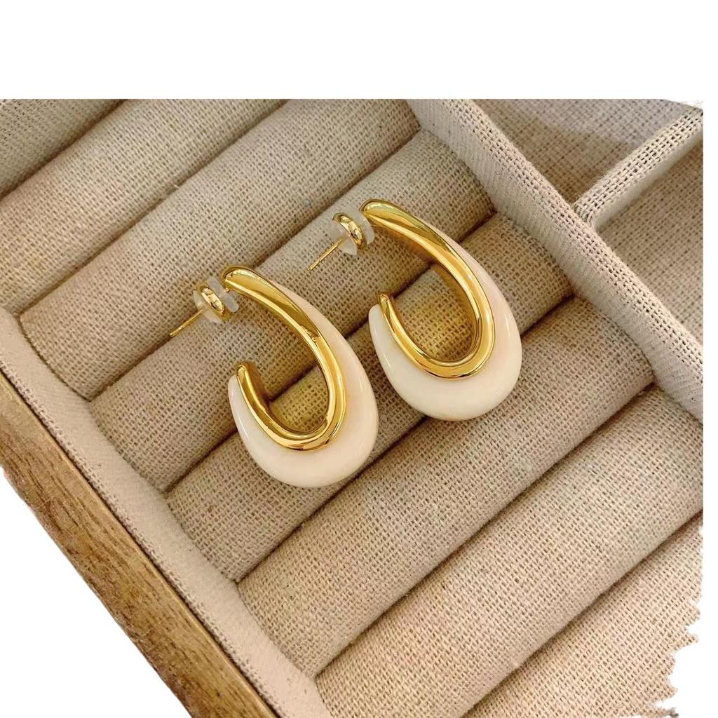 Maillard Earrings C-Ring Brown Design Sense Premium Ring Earrings Light Luxury Spring And Summer