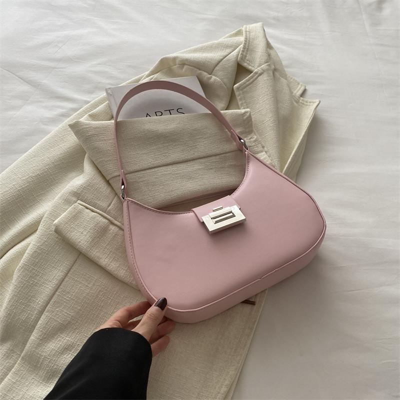 Шикарная винтажная весенняя женская сумка из искусственной кожи под мышкой в черном, белом, розовом и коричневом цветах