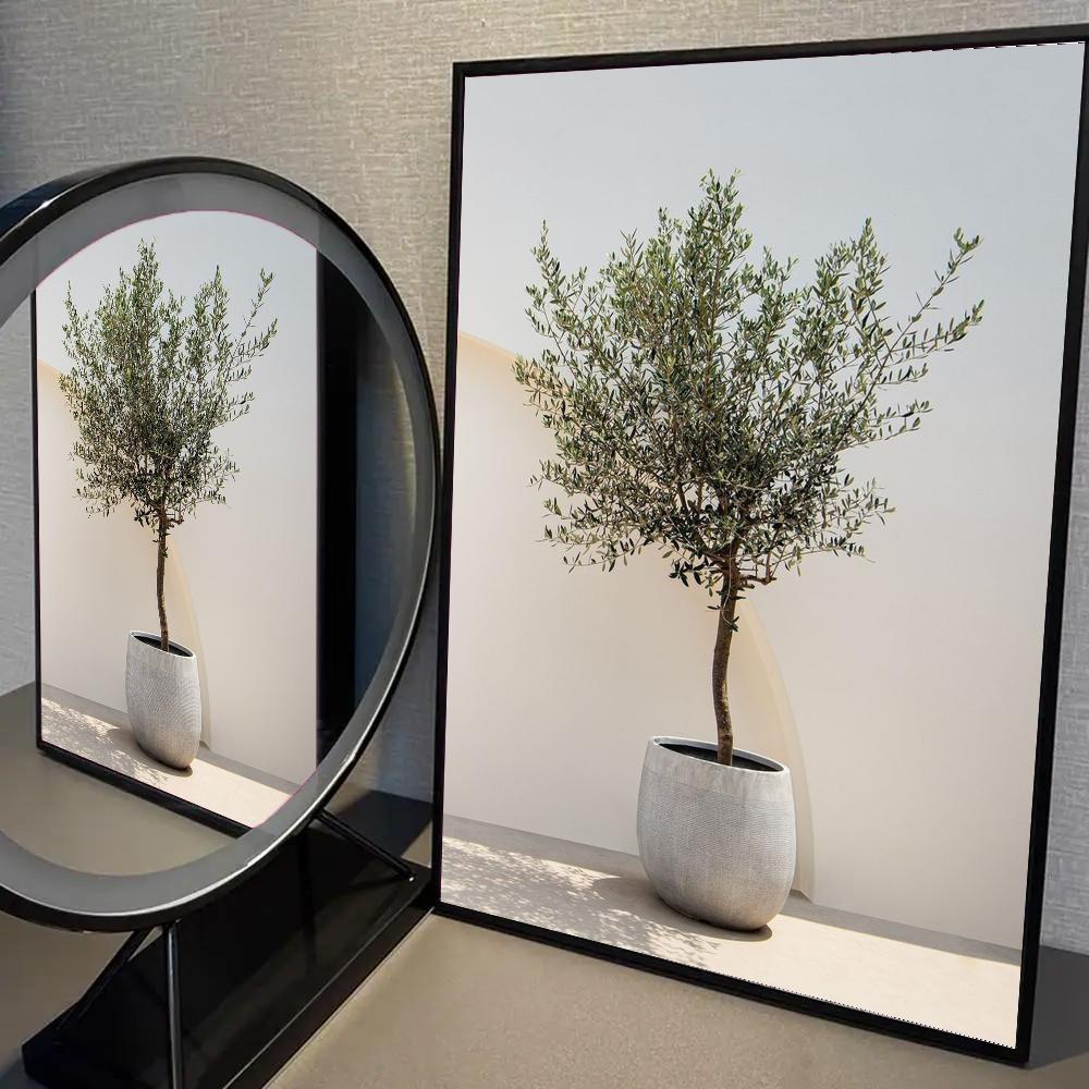 1 шт. Винтажное минималистичное настенное искусство Италия Оливковое дерево в вазе Плакат Самоклеящаяся художественная водонепроницаемая бумажная наклейка Декор для стен