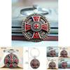 Red Cross Knight Vintage Round Alloy Key Holder For Party And Holiday Gifts