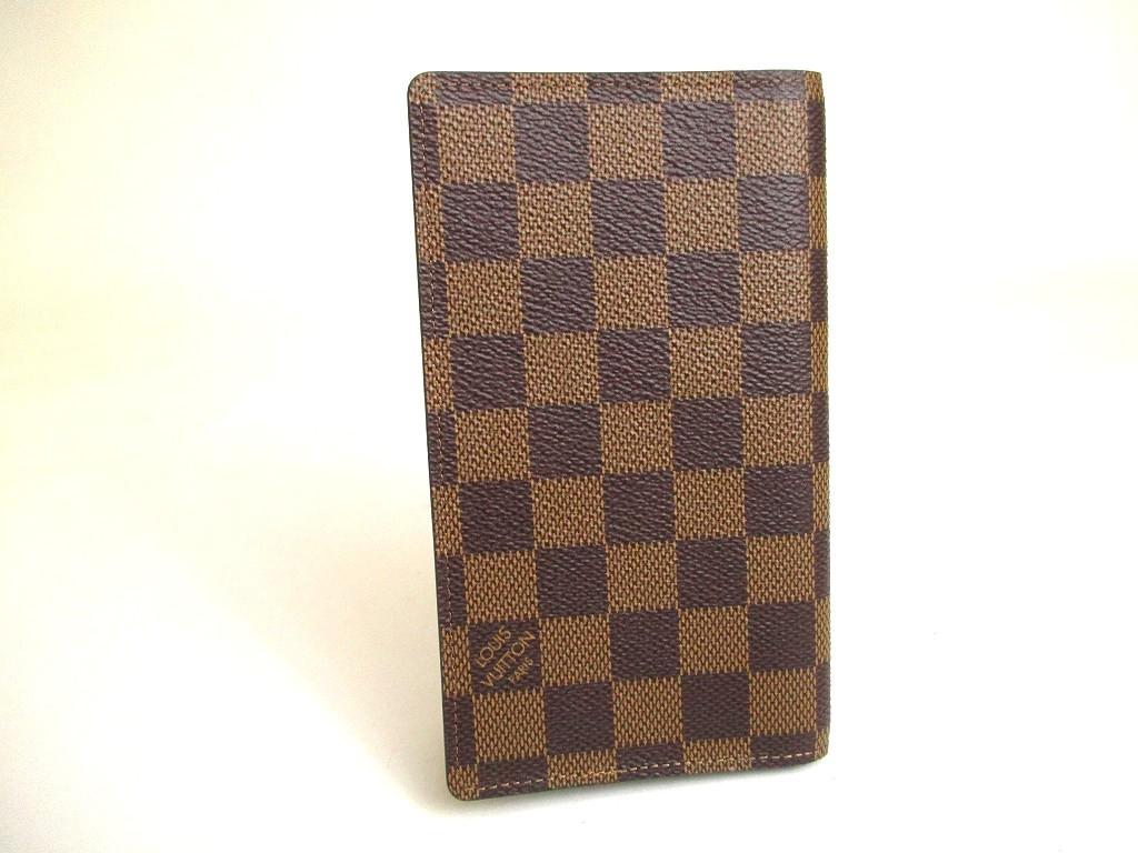 Authentic LOUIS VUITTON Damier Brown Leather Card Holder Notebook Cover #a903 Refurbished