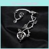 Dark Aesthetic Leaf Rose Ear Wraps With Alloy Craft For Ladies