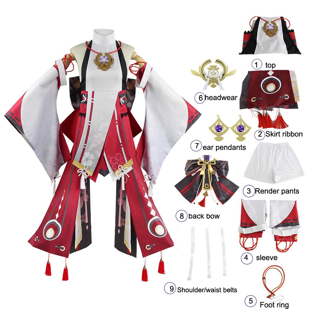 Косплей Yae Miko Guuji Yae, костюм, парик, хвост, игра, Хэллоуин, карнавал, женские комплекты одежды