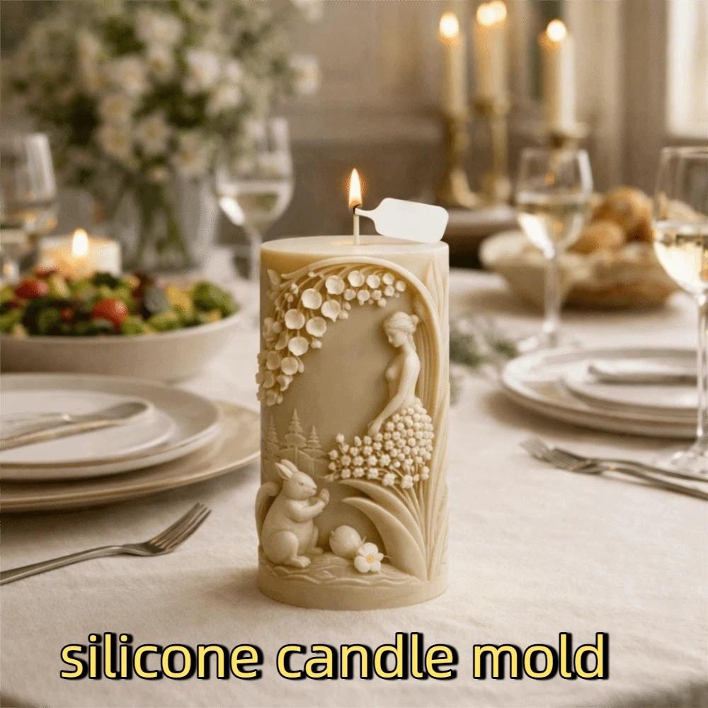 Reusable Silicone Candle Mold 3D Pillar Candle Mold Flower Girl Candle Mold  DIY Crafting