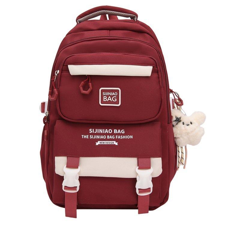 Schoolbag Female Korean Edition Japanese Large Capacity Tide ins Simple Contrast Color Elementary School Students Junior High School Students Travel