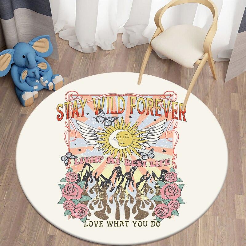 Черный кот Kawaii HD печатный круглый ковер для гостиной, коврики для кемпинга, пикника, фланелевый противоскользящий коврик, коврик для йоги, странные вещи