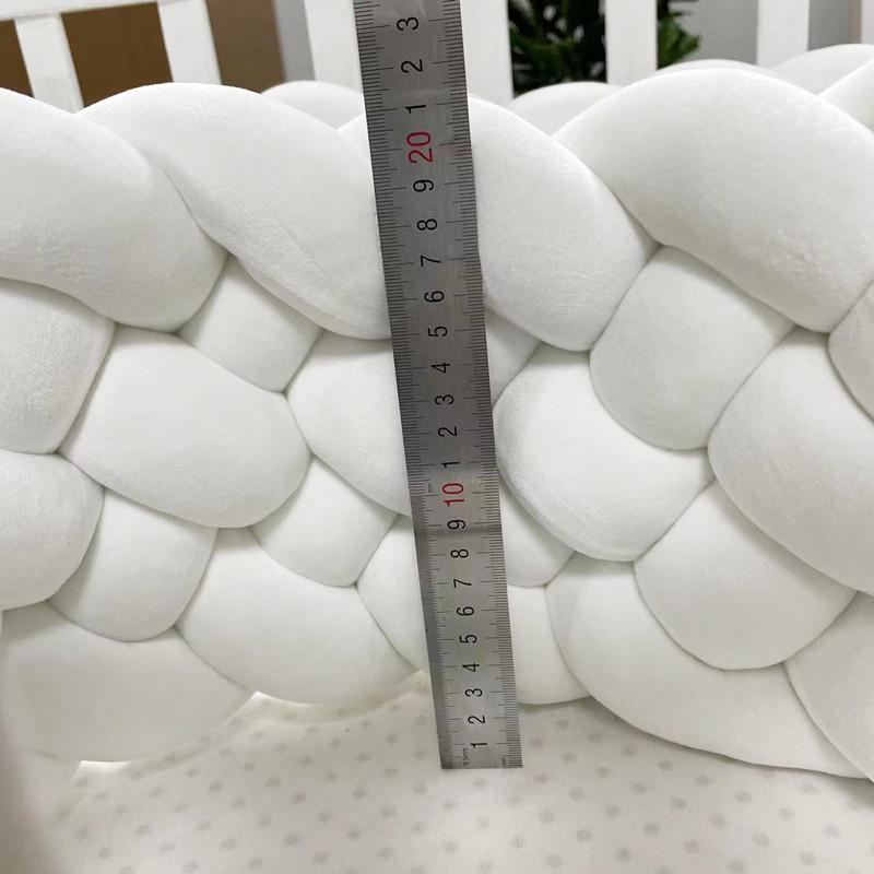 White Knotted Braid Crib Bumper Pillow for Kids