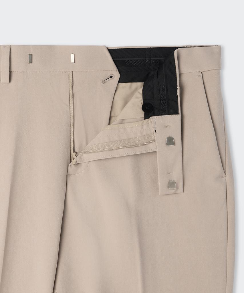 MUSINSA STANDARD Semi-Wide Hidden Elastic Waist Slacks [Beige]