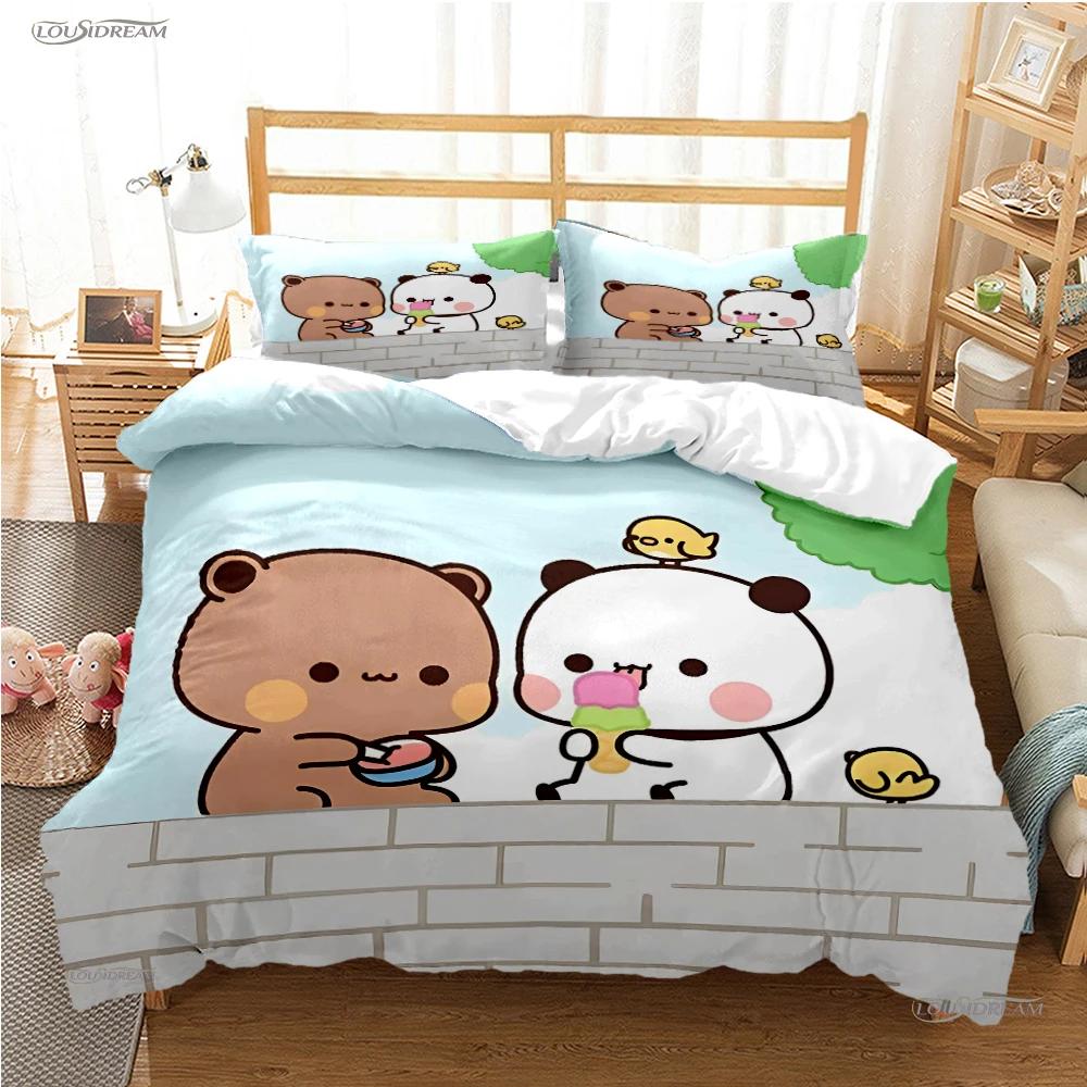 BuBu-Bear Мультяшный Аниме Милый Всесезонный Пододеяльник kawaii Комплект постельного белья Мягкое Покрытие для одеяла и Наволочки Односпальный/Двуспальный/Queen/King