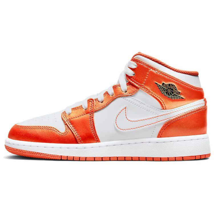 Air Jordan 1 Mid SE GS Electro Orange Kids Sneakers Black White DM4228-800