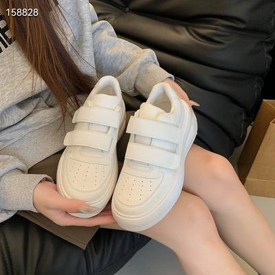 Хит продаж~ su Yinyin липучки маленькие белые туфли 2025 весна коровья кожа толстая подошва маффин повседневные одинарные туфли женщины