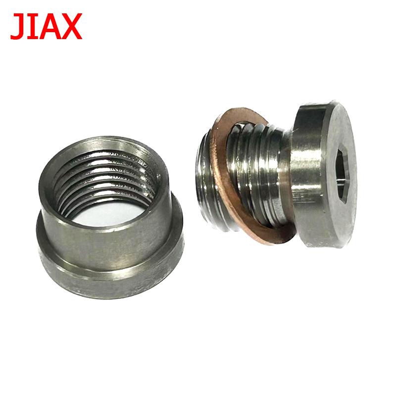 M12x1 25 Hex Socket Exhaust Pipe Nut Plug Stainless Steel with Gasket Automotive Parts Step Nut Plug