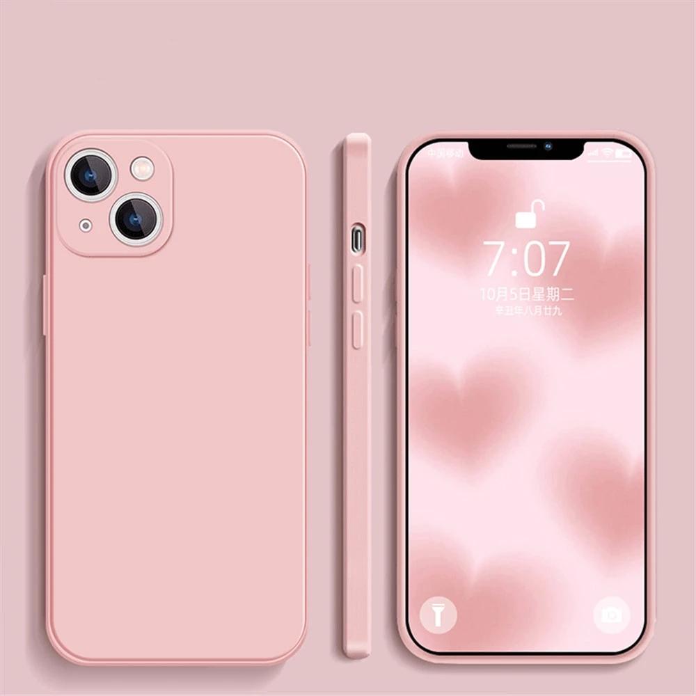 Жидкий силиконовый мягкий чехол для iPhone 15 14 Plus 13 11 12 Pro Max Mini X XR XS Full Lens Protection Cover Shell