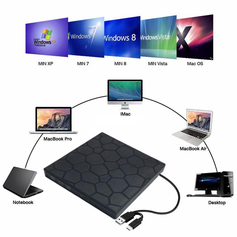 Ультратонкий многофункциональный внешний DVD-привод 3.0 USB и Type-C. Обновление