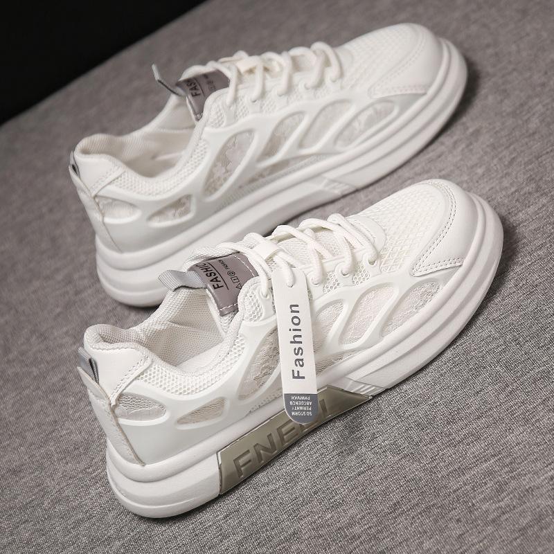 Little White Shoes Women's 2025 New Summer Mesh Shoes Versatile Thick-soled Thin Breathable Casual Sports Dad Board Shoes