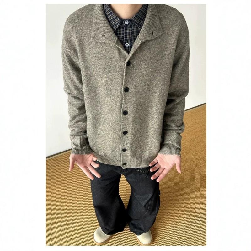 Vintage Japanese Style Stand Collar Knit Cardigan Solid Color Loose Fit Single Breasted Sweater Top Women